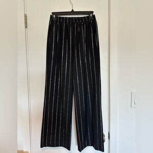 The Kooples Black and White Striped Wide Leg Pants